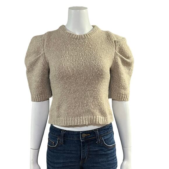 Jacquie the Label Womens  Anastacia Short Puff Sleeve Cropped Sweater Size Small - Picture 11 of 11